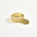 BAGUE ELASTIQUE COEUR ET ETOILE ACIER INOXYDABLE GOLD PETIT PRIX