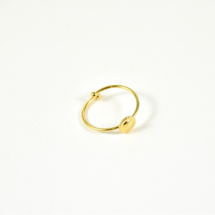 BAGUE RONDE STRIEE ACIER INOXYDABLE GOLD PETIT PRIX