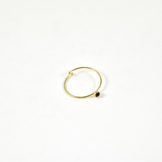 BAGUE ANNEAU FIN STRASS NOIR ACIER INOXYDABLE GOLD PETIT PRIX