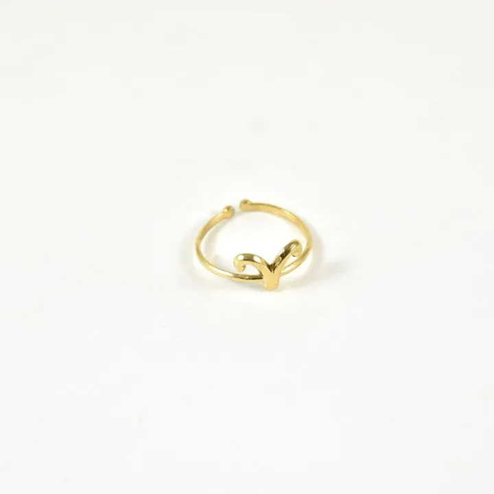 BAGUE ANNEAU FIN BELIER ACIER INOXYDABLE GOLD PETIT PRIX