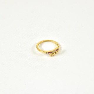 BAGUE PERLES ET STRASS VIOLETS ACIER INOXYDABLE GOLD PETIT PRIX