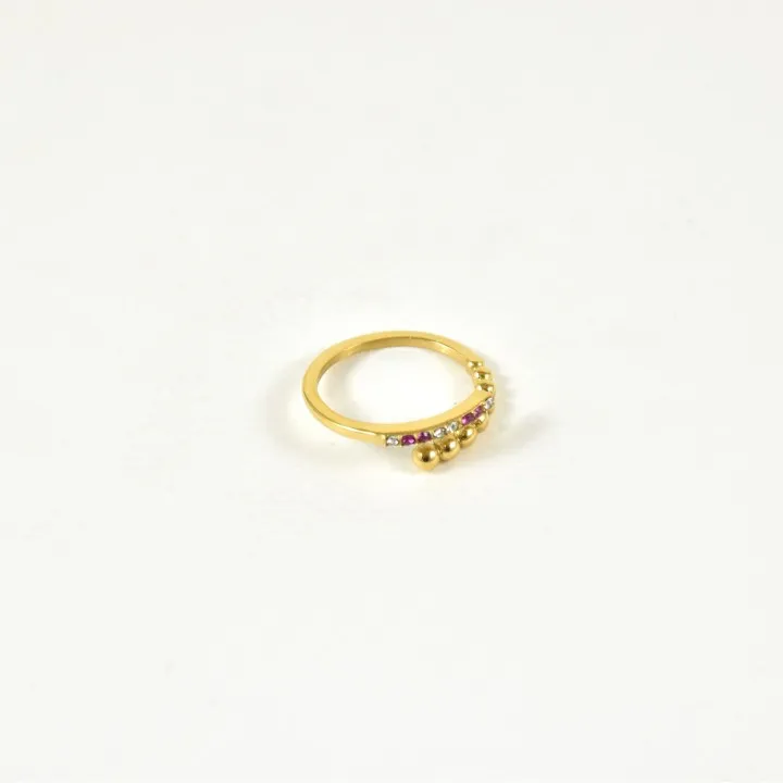 BAGUE ELASTIQUE COEUR ET ETOILE ACIER INOXYDABLE GOLD PETIT PRIX
