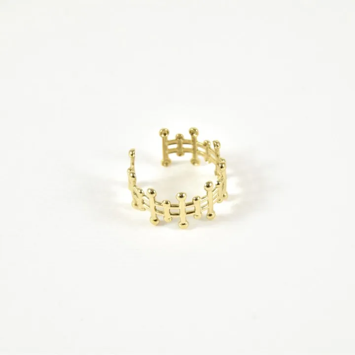 BAGUE ELASTIQUE COEUR ET ETOILE ACIER INOXYDABLE GOLD PETIT PRIX