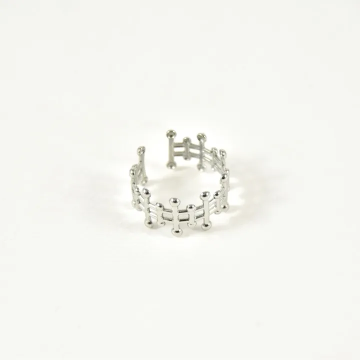 BAGUE TIGE ET PERLES ACIER INOXYDABLE SILVER PETIT PRIX