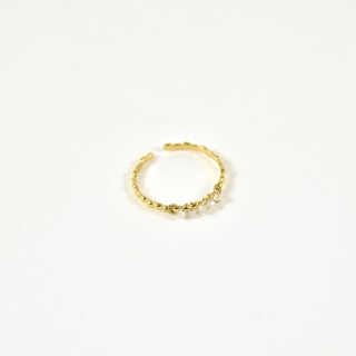 BAGUE MARTELEE PERLES BLANCHES ACIER INOXYDABLE GOLD PETIT PRIX