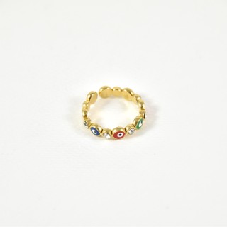 BAGUE ELASTIQUE COEUR ET ETOILE ACIER INOXYDABLE GOLD PETIT PRIX