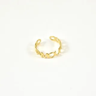 BAGUE ELASTIQUE COEUR ET ETOILE ACIER INOXYDABLE GOLD PETIT PRIX