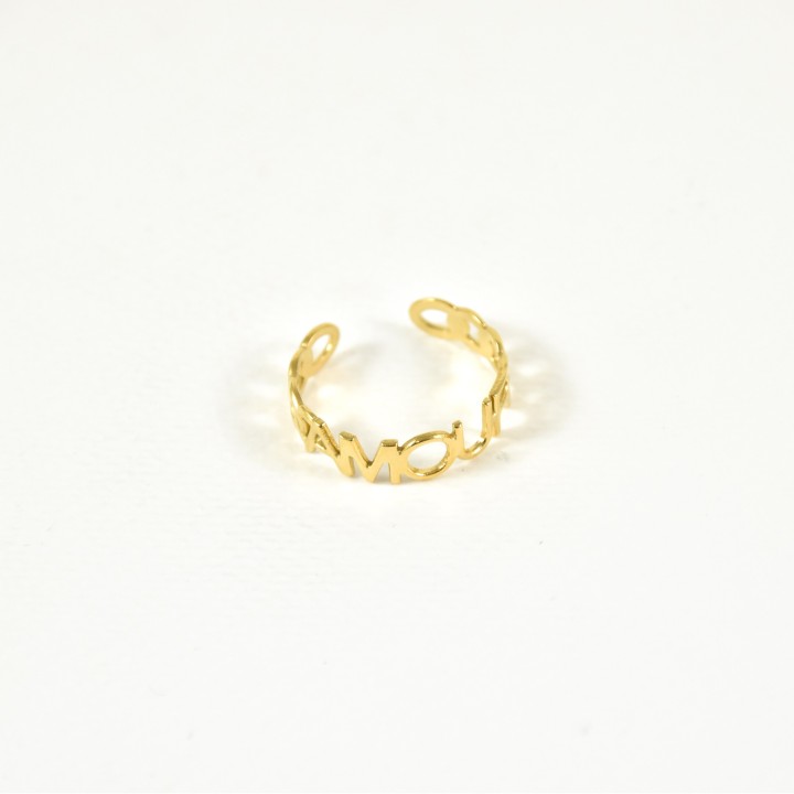 BAGUE CISELEE AMPOUR ACIER INOXYDABLE GOLD PETIT PRIX