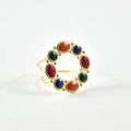 BAGUE MARTELEE PASTILLES MULTICOLORES ACIER INOXYDABLE GOLD PETIT PRIX
