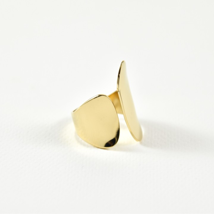 BAGUE XL OUVERTE MARTELEE ACIER INOXYDABLE GOLD PETIT PRIX