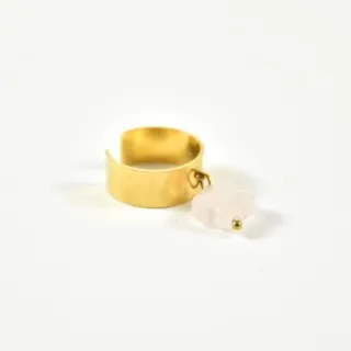 BAGUE ELASTIQUE COEUR ET ETOILE ACIER INOXYDABLE GOLD PETIT PRIX