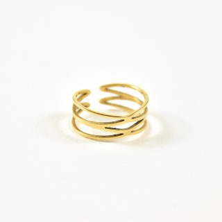 BAGUE TRIPLE ANNEAUX FINS ET LISSES ACIER INOXYDABLE GOLD PETIT PRIX