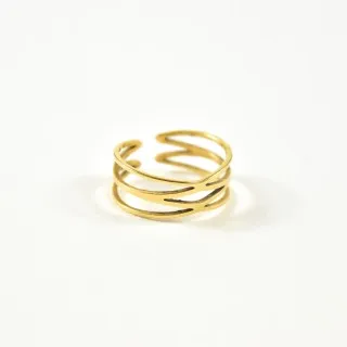 BAGUE TRIPLE ANNEAUX FINS ET LISSES ACIER INOXYDABLE GOLD PETIT PRIX