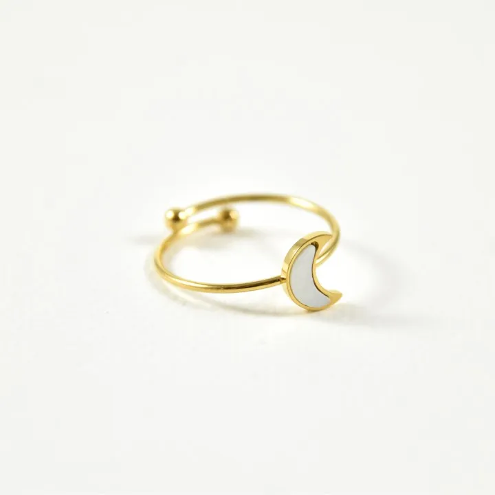 BAGUE LUNE NACRE ACIER INOXYDABLE GOLD PETIT PRIX