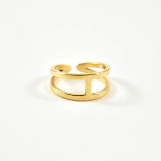 BAGUE ELASTIQUE COEUR ET ETOILE ACIER INOXYDABLE GOLD PETIT PRIX