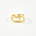 BAGUE DEUX ANNEAUX ET TIGE ACIER INOXYDABLE GOLD PETIT PRIX