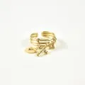 BAGUE PAMPILLES RONDE LOSANGE CROIX ACIER INOXYDABLE GOLD PETIT PRIX