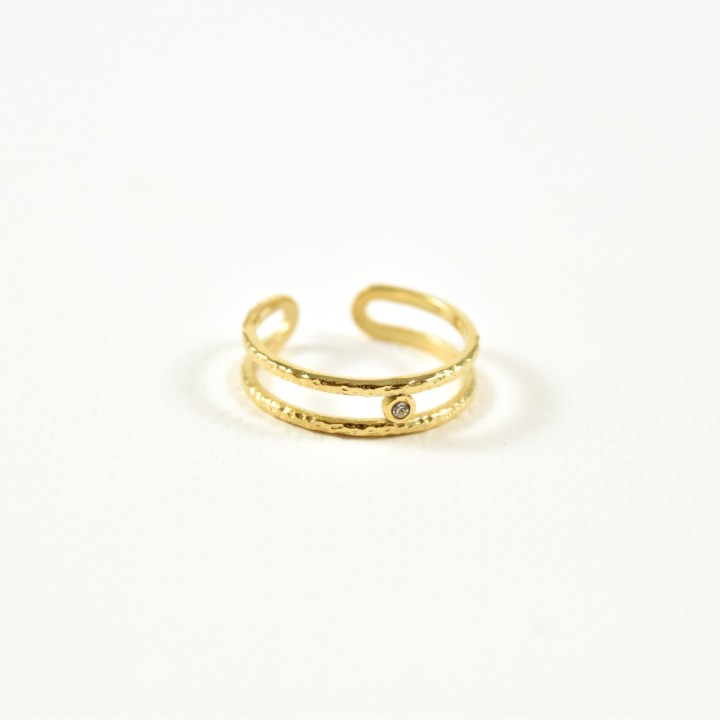 BAGUE ELASTIQUE COEUR ET ETOILE ACIER INOXYDABLE GOLD PETIT PRIX