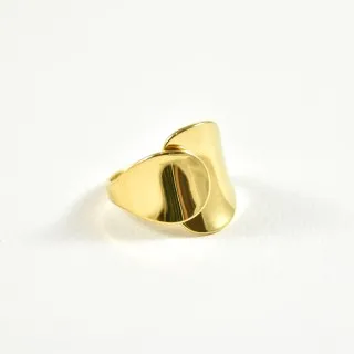 BAGUE LARGE EVASEE MARTELEE ACIER INOXYDABLE GOLD PETIT PRIX