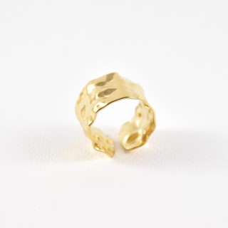 BAGUE ELASTIQUE COEUR ET ETOILE ACIER INOXYDABLE GOLD PETIT PRIX