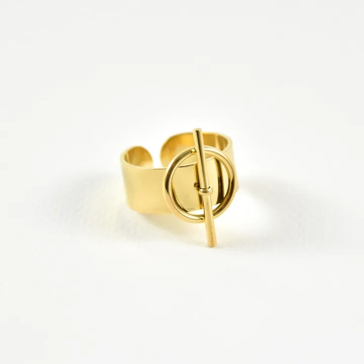 BAGUE GEOMETRIQUE ACIER INOXYDABLE GOLD PETIT PRIX