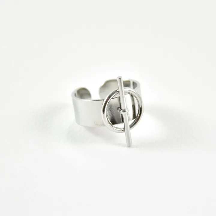 BAGUE GEOMETRIQUE ACIER INOXYDABLE SILVER PETIT PRIX