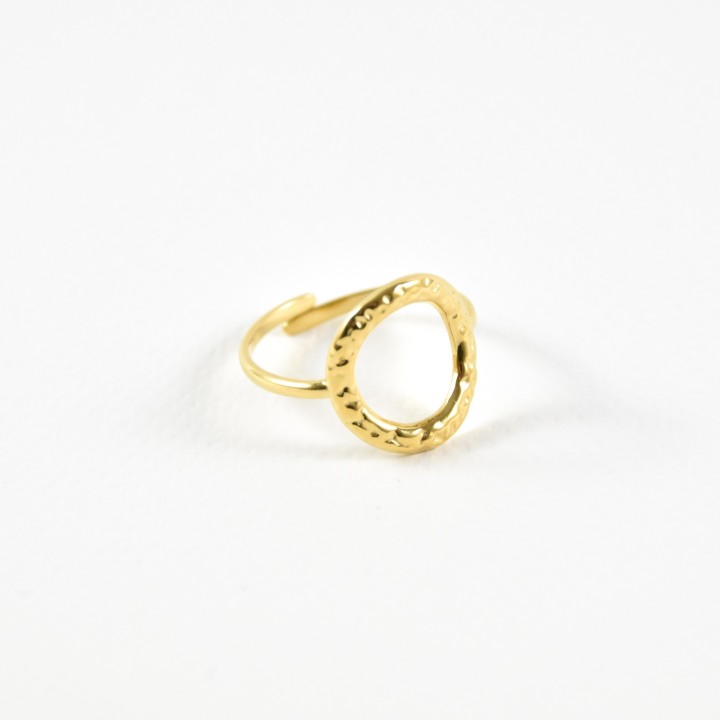 BAGUE RONDE MARTELEE ACIER INOXYDABLE GOLD PETIT PRIX