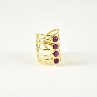 BAGUE XL PIERRES FUSCHIA ACIER INOXYDABLE GOLD PETIT PRIX