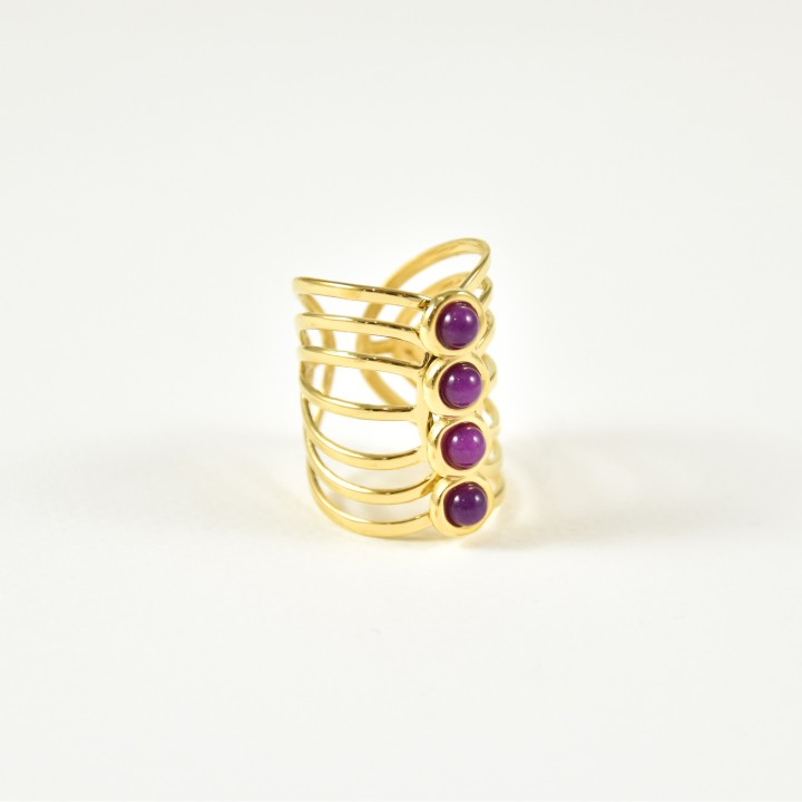 BAGUE RONDE MARTELEE ACIER INOXYDABLE GOLD PETIT PRIX