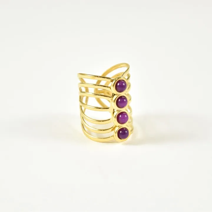BAGUE RONDE MARTELEE ACIER INOXYDABLE GOLD PETIT PRIX