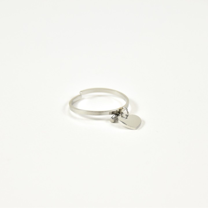 BAGUE COEUR ET TIGE ACIER INOXYDABLE SILVER PETIT PRIX