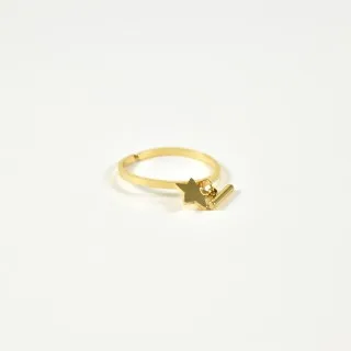 BAGUE ETOILE ET TIGE ACIER INOXYDABLE GOLD PETIT PRIX