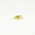 BAGUE LARGE MARTELEE ACIER INOXYDABLE GOLD PETIT PRIX