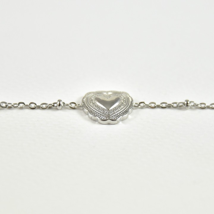 BRACELET COEUR ACIER INOXYDABLE SILVER PETIT PRIX