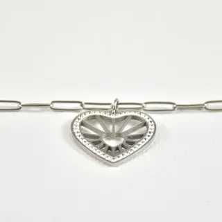 BRACELET COEUR STRASS GOLD ACIER INOXYDABLE SILVER PETIT PRIX