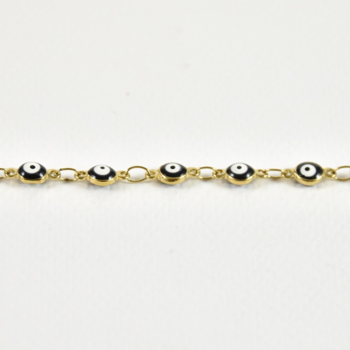 BRACELET OEILS NOIRES ACIER INOXYDABLE GOLD PETIT PRIX
