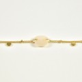 BRACELET PIERRE CARREE ROSE PALE ACIER INOXYDABLE GOLD PETIT PRIX