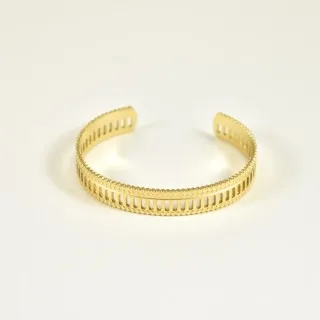 JONC CISELE EFFET PERLES ACIER INOXYDABLE GOLD PETIT PRIX