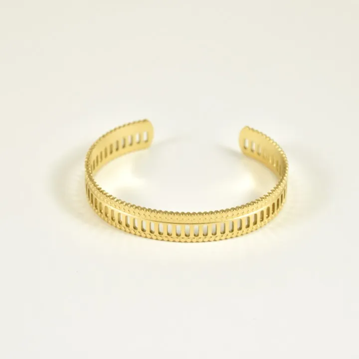 JONC CISELE EFFET PERLES ACIER INOXYDABLE GOLD PETIT PRIX