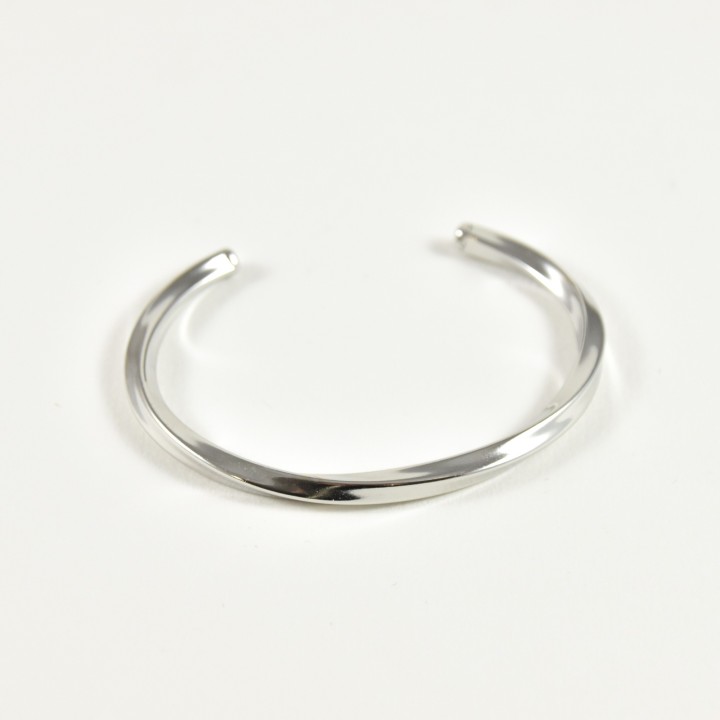 JONC EPAIS CARRE TORSADE ACIER INOXYDABLE SILVER PETIT PRIX