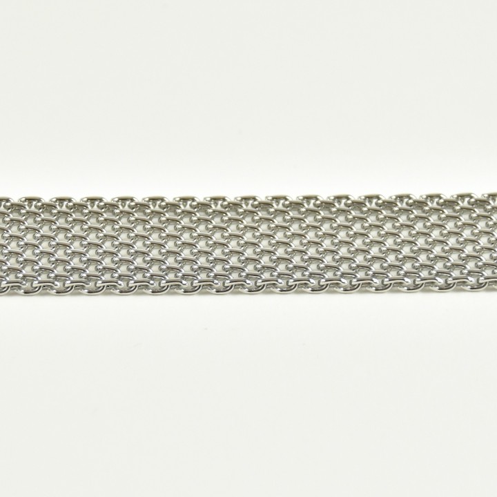 BRACELET LARGE MAILLE GRAINS DE RIZ ACIER INOXYDABLE SILVER PETIT PRIX
