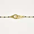 BRACELET PERLES NOIRES MENOTTES ACIER INOXYDABLE GOLD PETIT PRIX