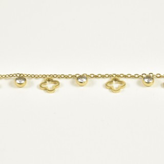 BRACELET PERLES GRIS METALLISE MEDAILLON ACIER INOX GOLD PETIT PRIX