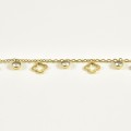 BRACELET PERLES GRIS METALLISE MEDAILLON ACIER INOX GOLD PETIT PRIX