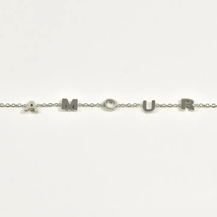 BRACELET AMOUR STRASS ACIER INOXYDABLE SILVER PETIT PRIX