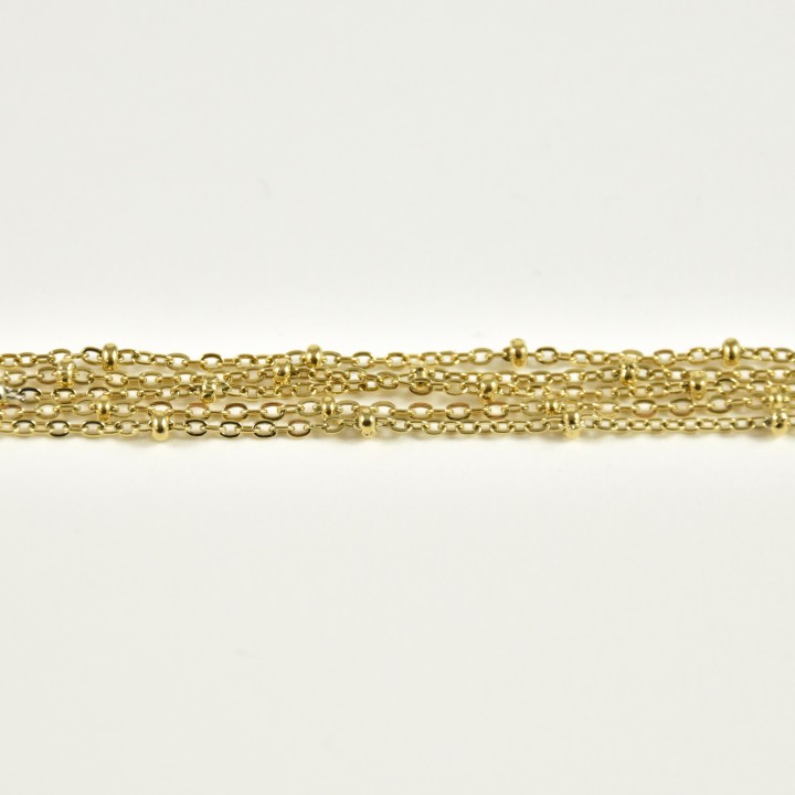 BRACELET PERLES GRIS METALLISE MEDAILLON ACIER INOX GOLD PETIT PRIX