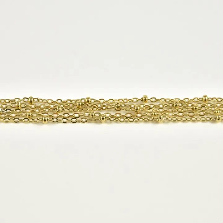 BRACELET PERLES GRIS METALLISE MEDAILLON ACIER INOX GOLD PETIT PRIX