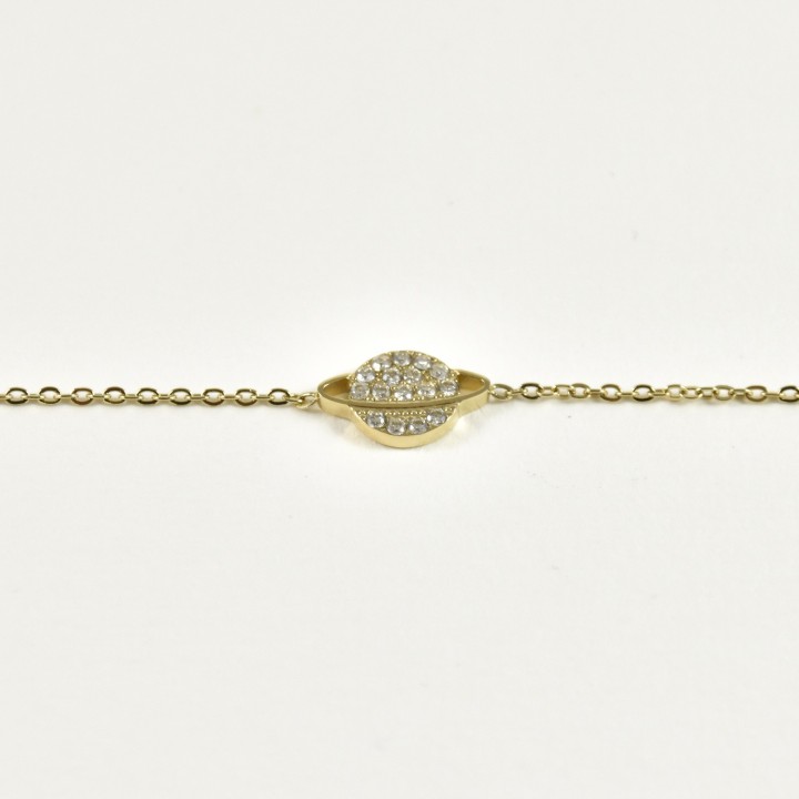 BRACELET PERLES GRIS METALLISE MEDAILLON ACIER INOX GOLD PETIT PRIX