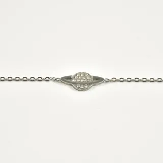 BRACELET SATURNE STRASS ACIER INOXYDABLE SILVER PETIT PRIX
