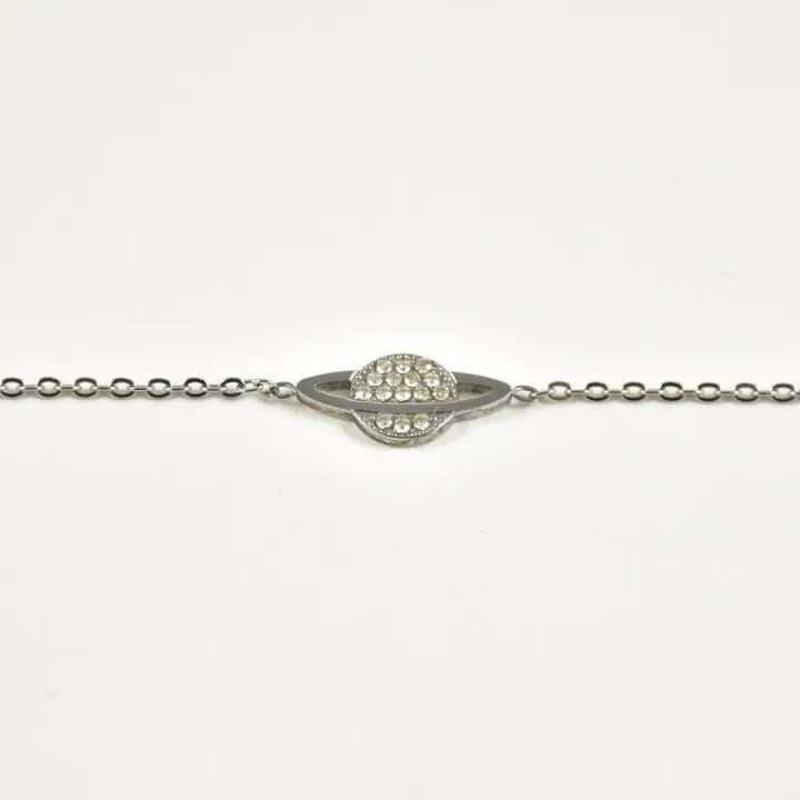 BRACELET PERLES GRIS METALLISE MEDAILLON ACIER INOX GOLD PETIT PRIX